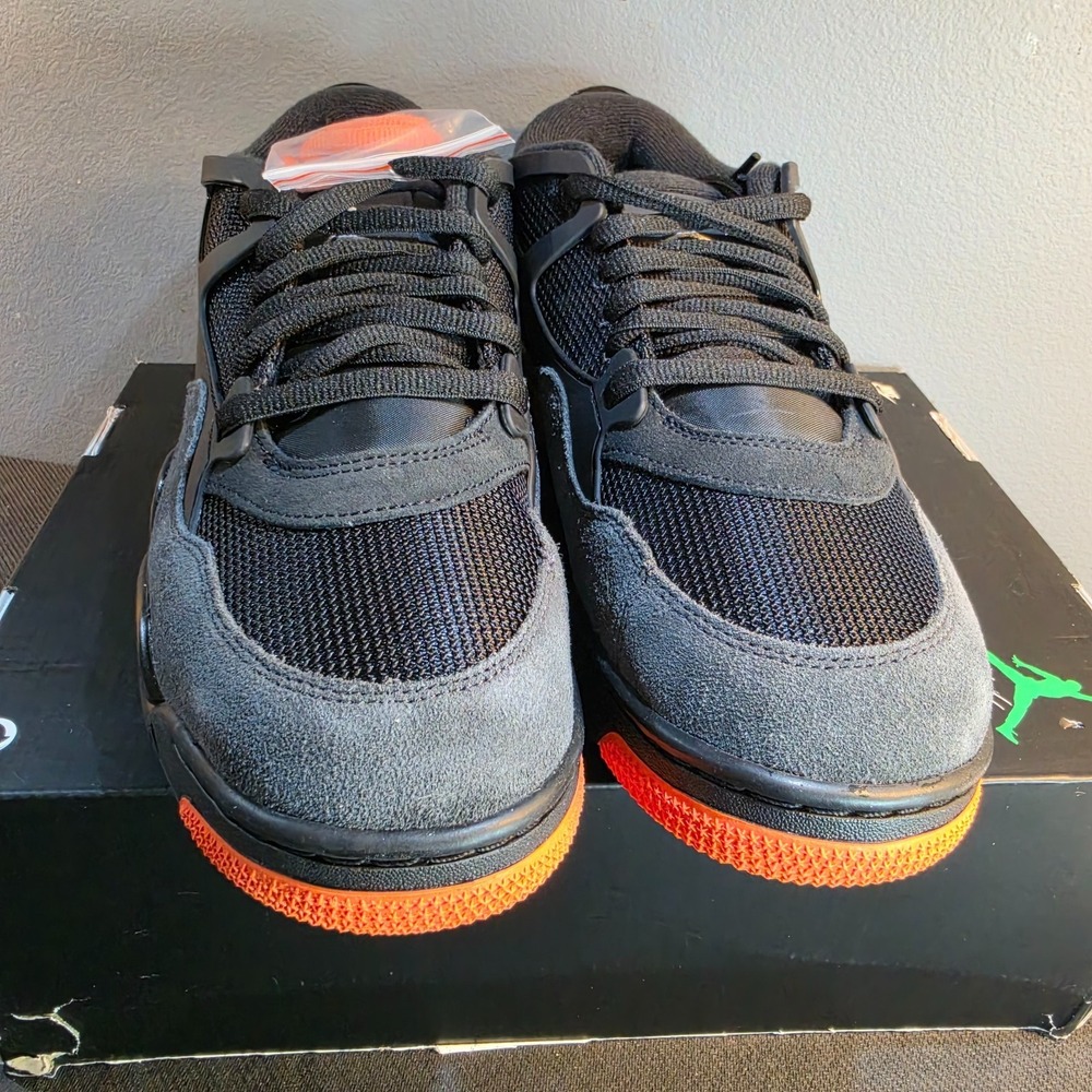 New Air Jordan 4 RM Black Starfish Mens 11 HF8126-001 Anthracite Orange Laces - Picture 3 of 12